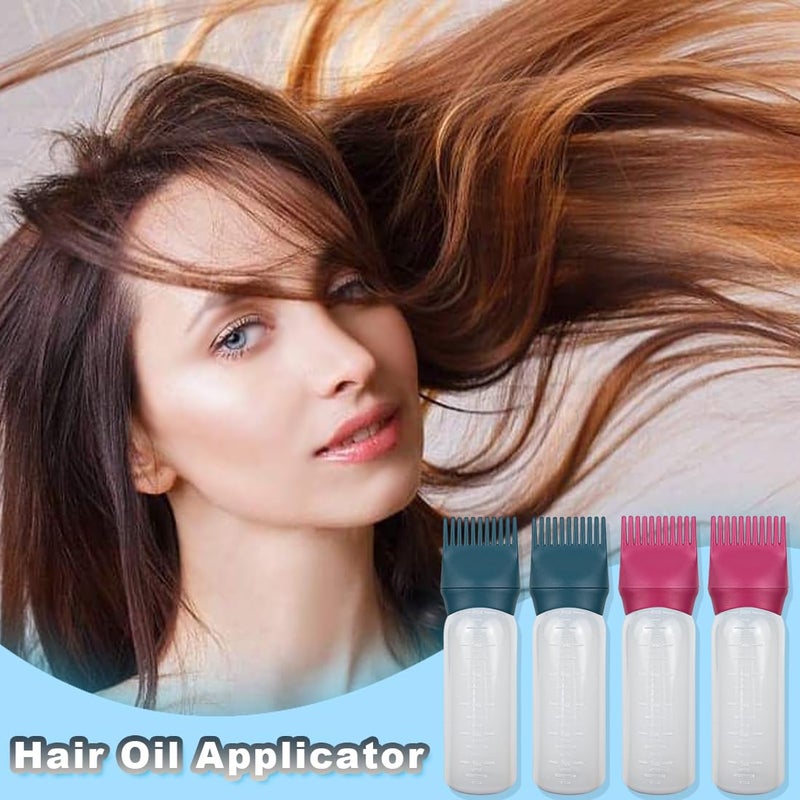 ELANE 4 Pack Root Comb Applicator Bottle, Hair Oiling Applicator for Hair Dye, Shampoos, Salons (Red+Green) - Image 4